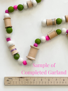 SALE Garland Making Kit - Wooden Spools and Felted Wool Balls