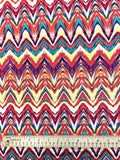 7/8 YD Nylon Stretch Knit Remnant- Multi Warm-Colored Zig Zags