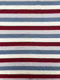 1 YD Poly/Cotton Knit Yarn-Dyed Stripe - Off White, Dark Red and Blue