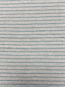 1 1/2 YD Polyester Knit Stripe - Heather Oatmeal with Aqua Stripe