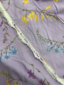 3 3/4 YD Rayon Vintage - Purple with Spring Flowers