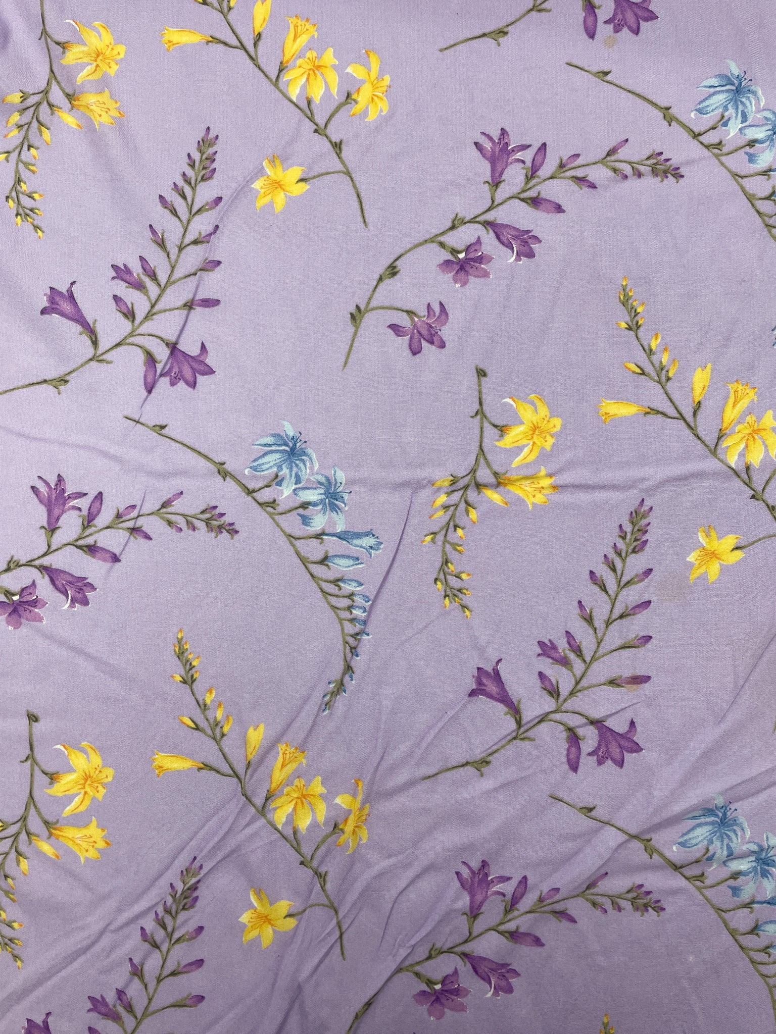 3 3/4 YD Rayon Vintage - Purple with Spring Flowers