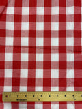 7/8 YD Polyester Yarn-Dyed Gingham Plaid Remnant - Red and White