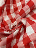 7/8 YD Polyester Yarn-Dyed Gingham Plaid Remnant - Red and White