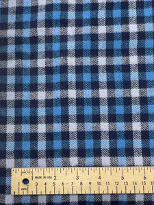 1 5/8 YD Cotton Yarn-Dyed Plaid Flannel - Multi Blues