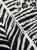 3 1/2 YD Poly/Cotton - Black and White Zebra, Leopard, Cheetah and Giraffe Print