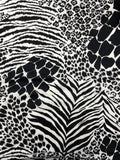 3 1/2 YD Poly/Cotton - Black and White Zebra, Leopard, Cheetah and Giraffe Print