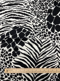 3 1/2 YD Poly/Cotton - Black and White Zebra, Leopard, Cheetah and Giraffe Print