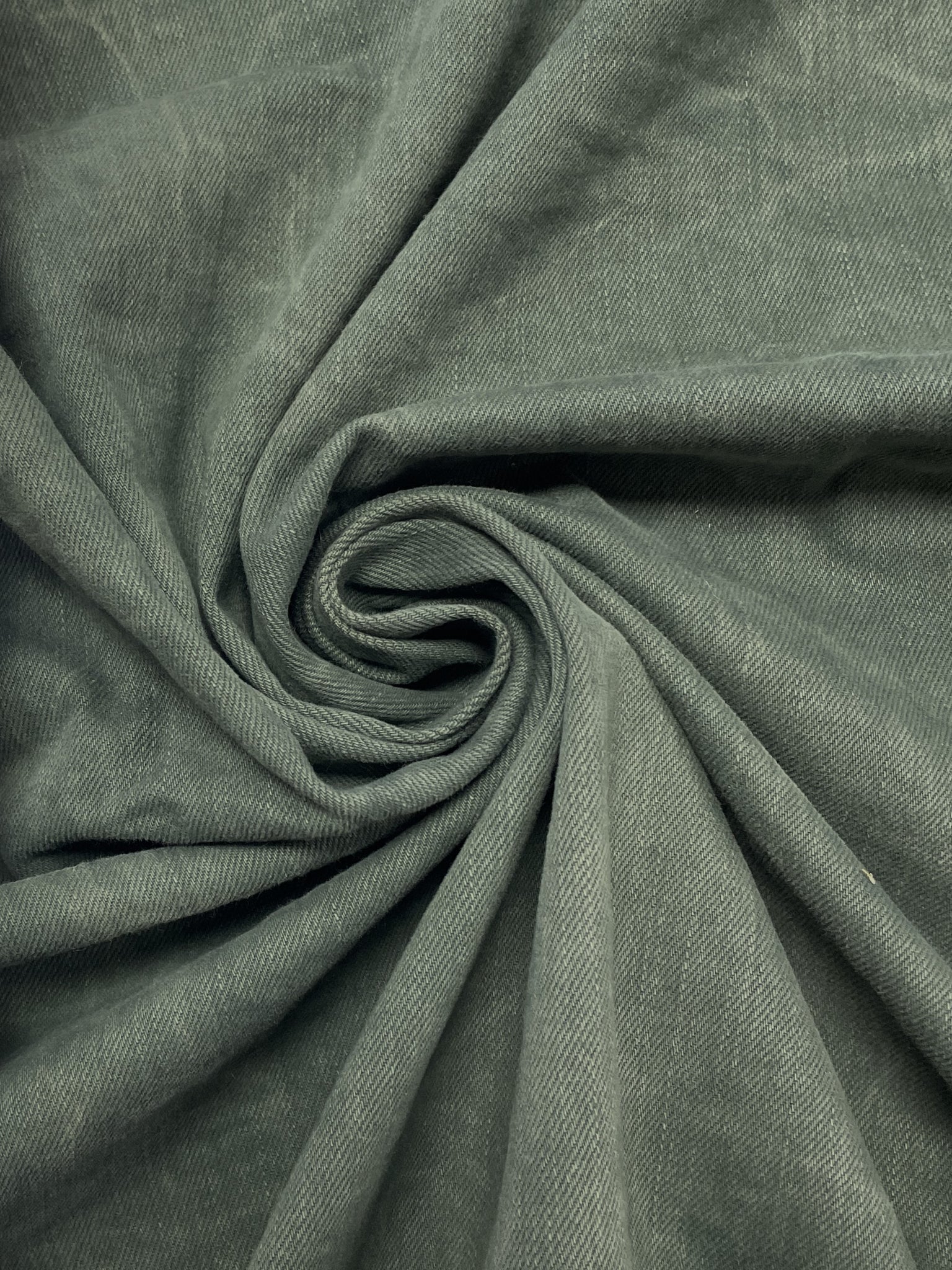 1 YD Cotton Stretch Twill - Army Green with Washed Crinkle Look