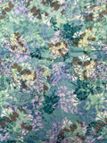 1 YD Polyester Printed Floral Jacquard - Aqua, Teal and Lavender Floral