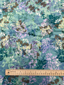 1 YD Polyester Printed Floral Jacquard - Aqua, Teal and Lavender Floral