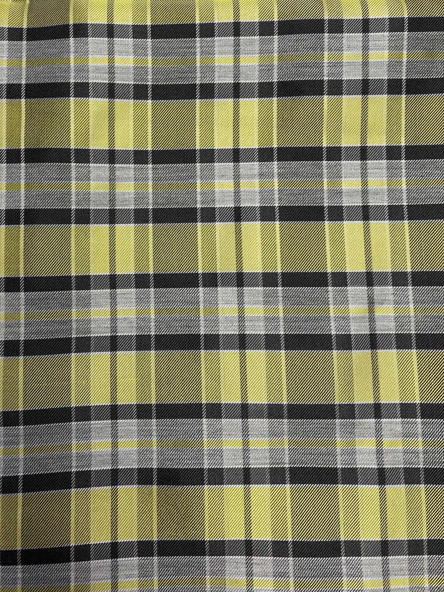 2 YD Silk Yarn-Dyed Plaid - Yellow, Navy Blue, Black and Gray