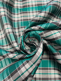 2 YD Silk Yarn-Dyed Plaid - Teal and Grays