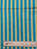 Silk Faille Printed Stripes - Turquoise Yellow and White