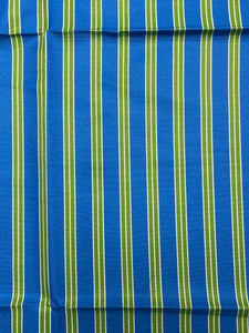 Silk Faille Printed Striped Remnant - Blue, Green and White