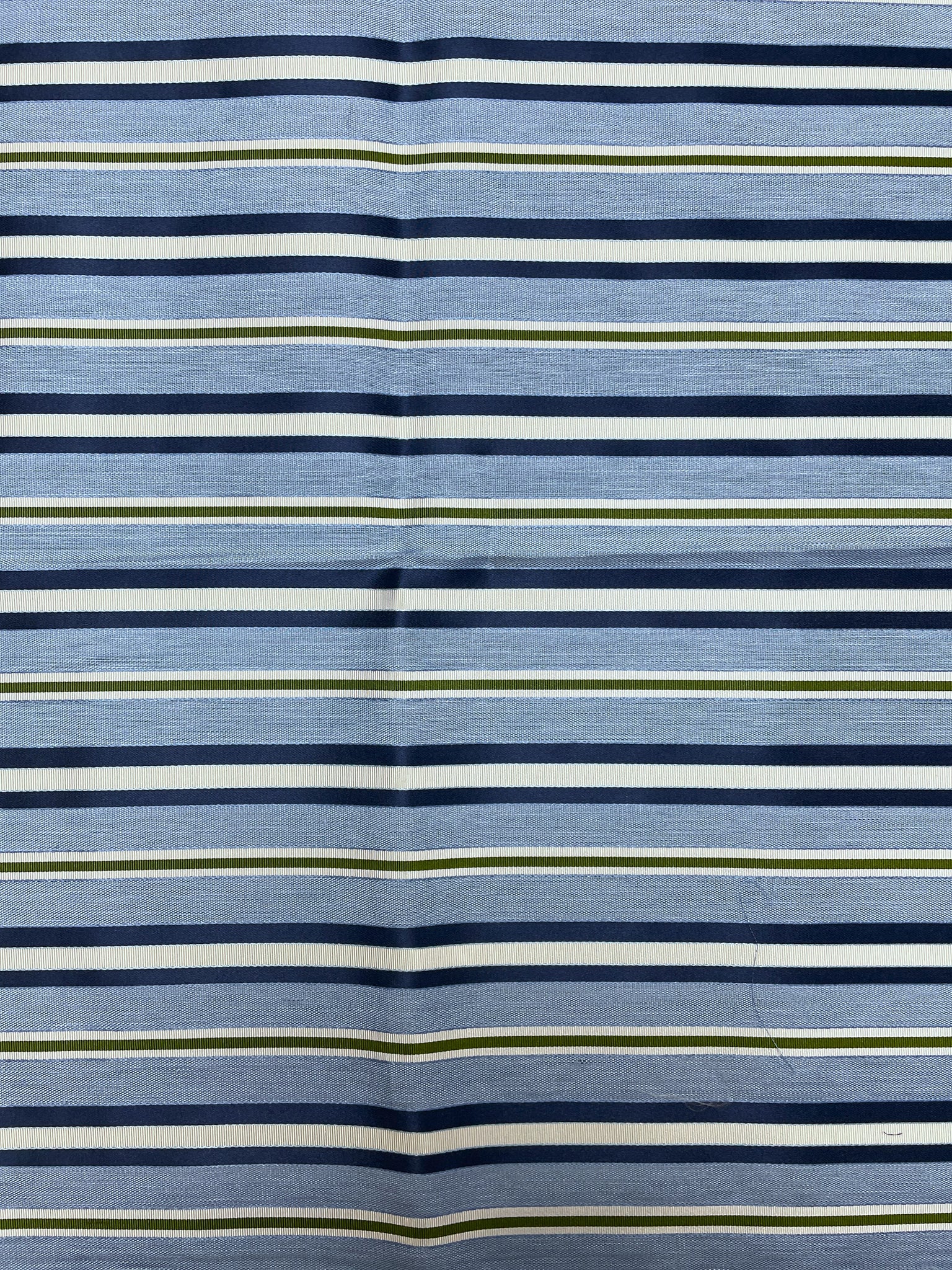 Silk Yarn-Dyed Satin and Ribbed Stripes - Blue, Navy Blue, Green and White