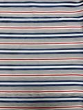 Silk Yarn-Dyed Satin and Ribbed Stripes- Gray, Navy Blue, Red and White