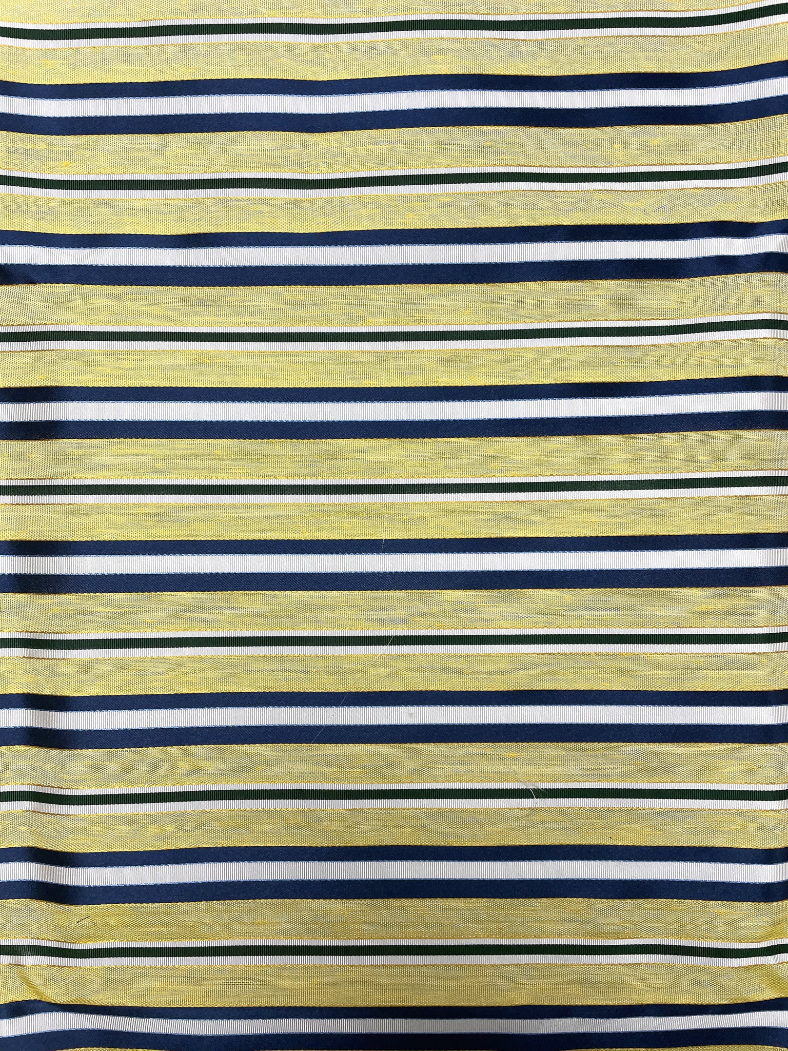 Silk Yarn-Dyed Satin and Ribbed Stripes- Yellow, Navy Blue, Green and White