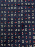 Silk - Navy Blue with Light Gray Rectangles with Red Centers