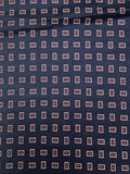 Silk - Navy Blue with Light Gray Rectangles with Hot Pink Centers