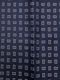 Silk - Navy Blue with Light Gray Rectangles with Purple Centers