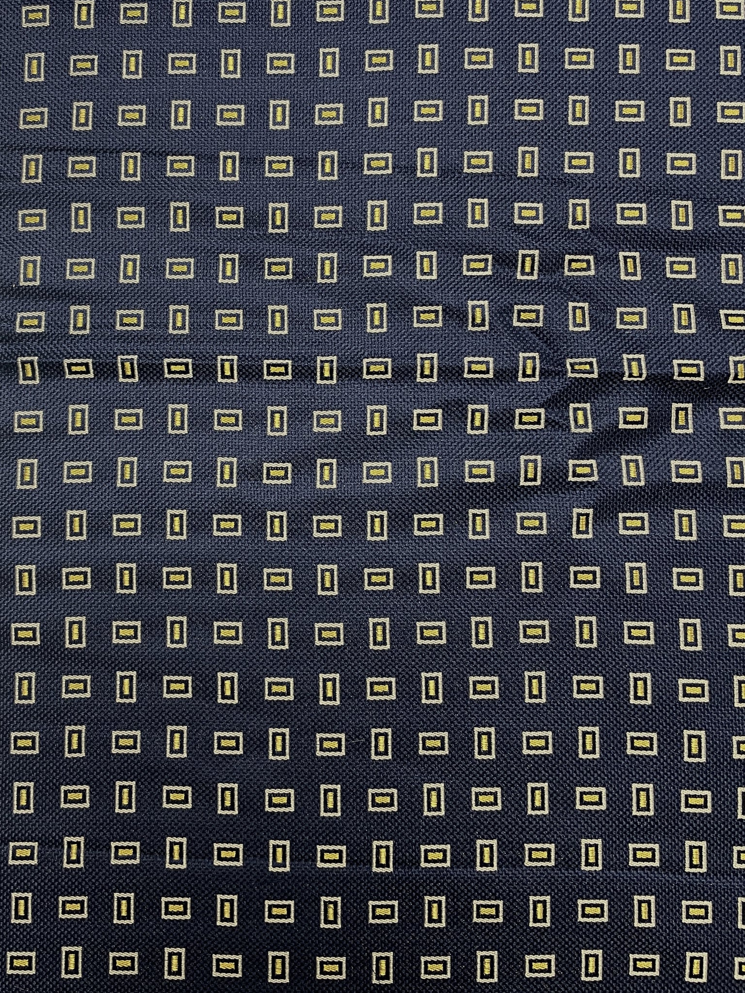 Silk - Navy Blue with Light Gray Rectangles with Yellow Centers