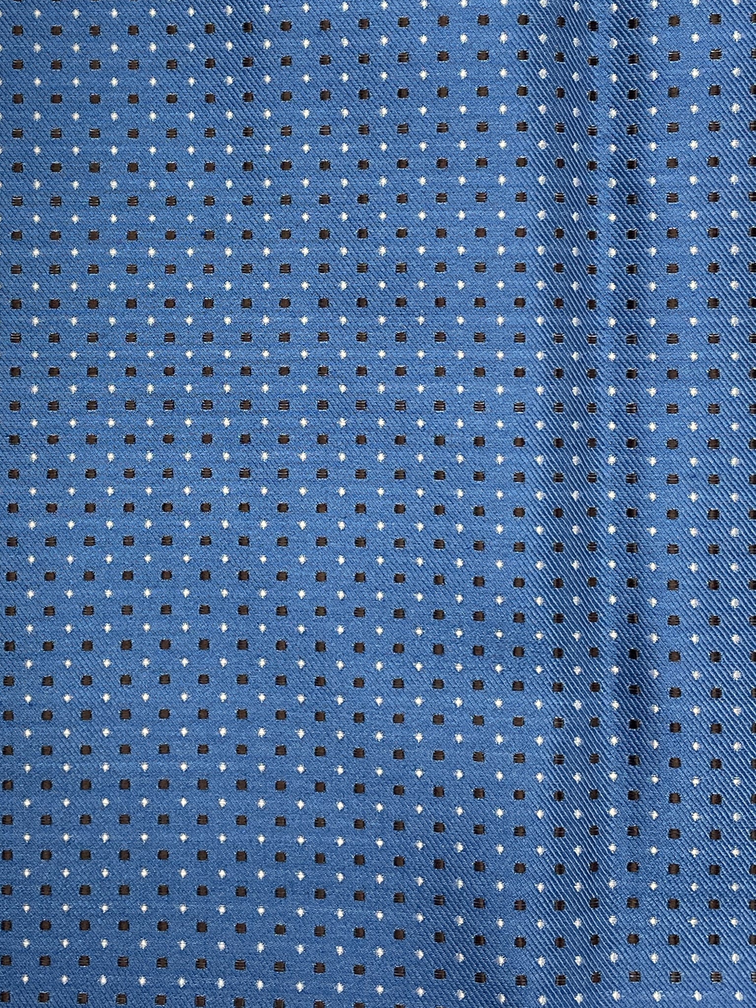 Silk - Blue with Navy Blue and Light Gray Polka Dots