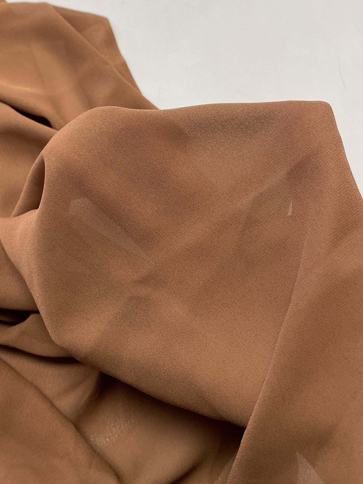 SALE 1 YD Polyester Georgette - Caramel Brown