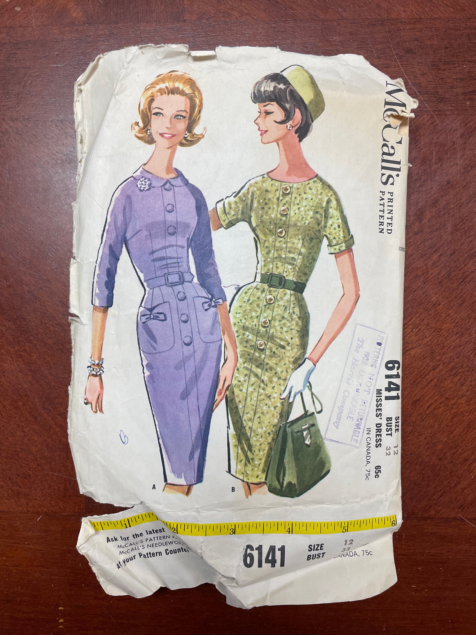 1961 McCall's 6141 Sewing Pattern - Dress