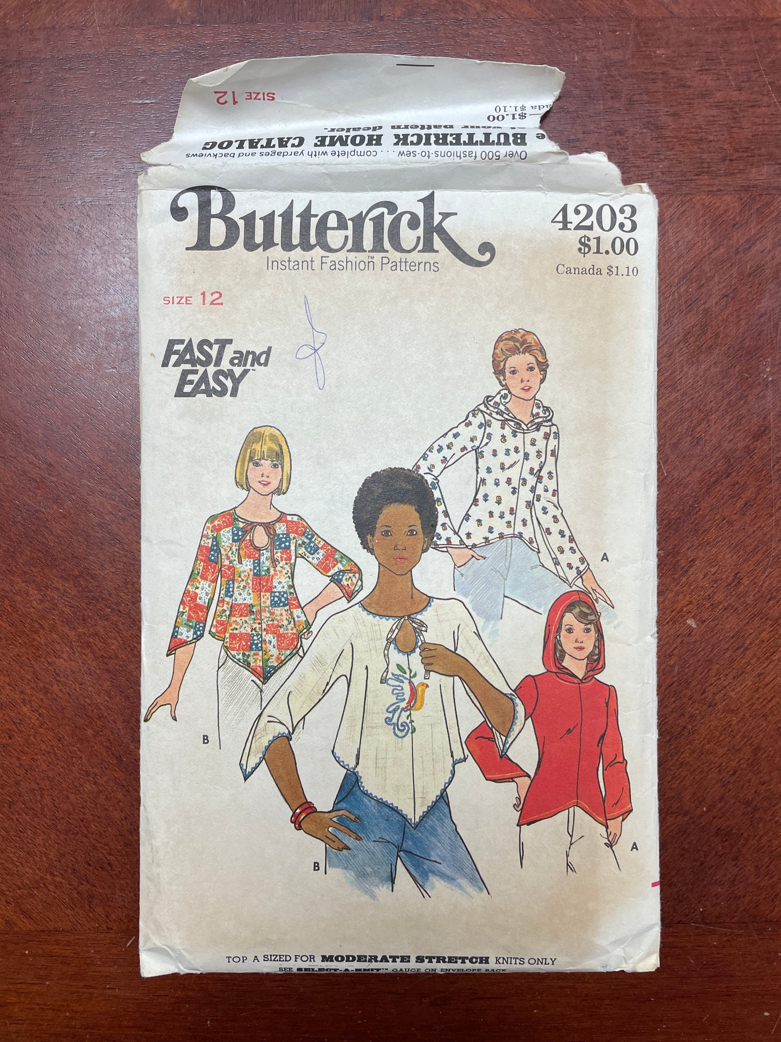 1970's Butterick 4203 Sewing Pattern - Knit Top