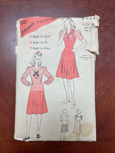 1940's Advance 5033 Sewing Pattern - Blouse and Skirt