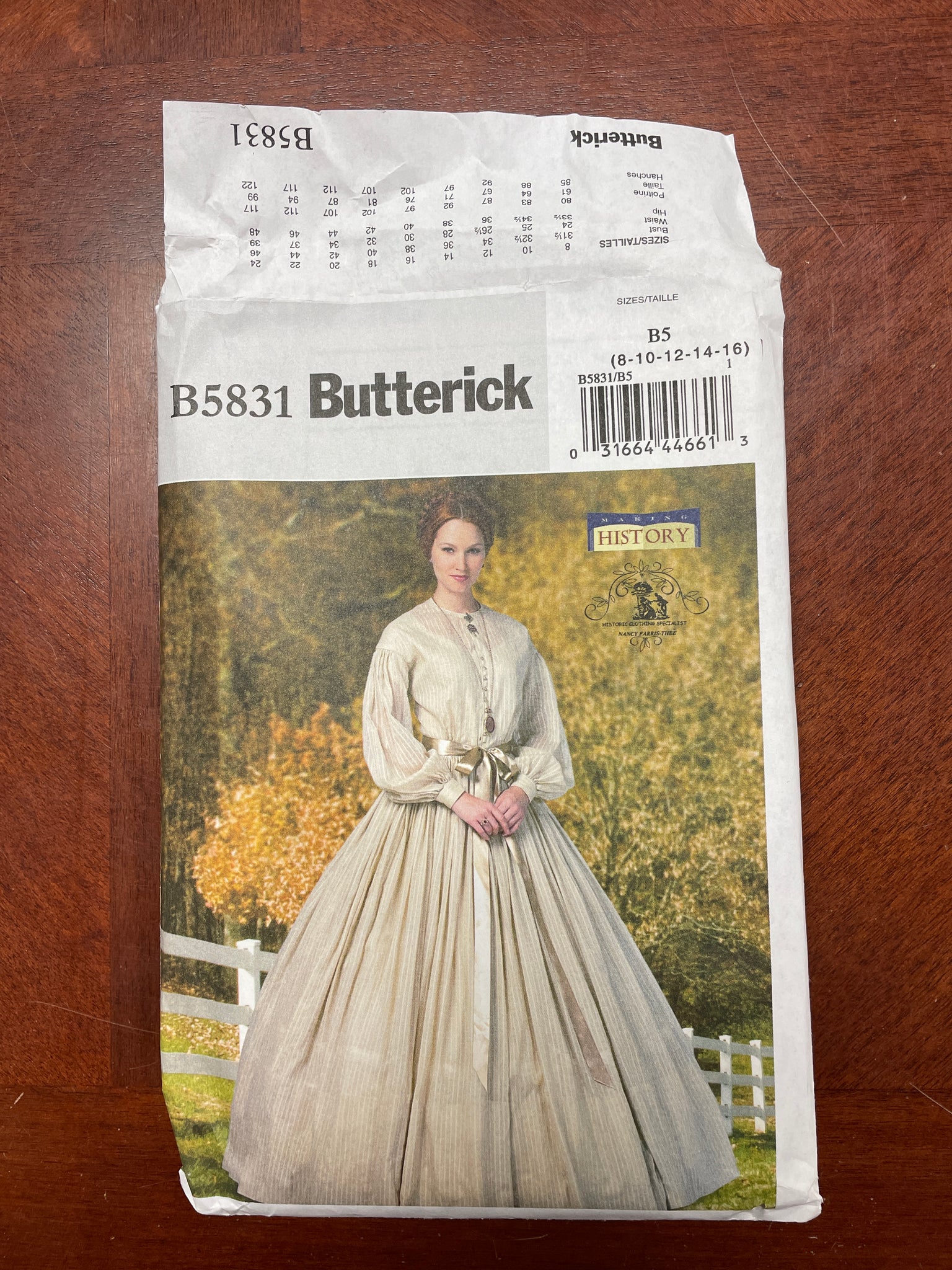 2012 Butterick 5831 Sewing Pattern - 19th Century Dress and Petticoat FACTORY FOLDED