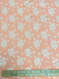 1 YD Polyester Knit Vintage - Bright Peach with White Flowers