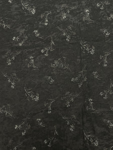 1 7/8 YD Polyester Faux Suede - Black with Light and Dark Gray  Flowers