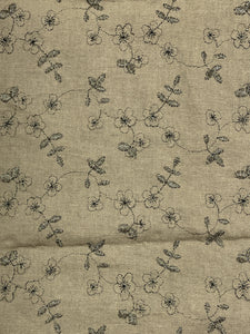 Rayon Blend Embroidered - Tan with Black and Metallic Flowers