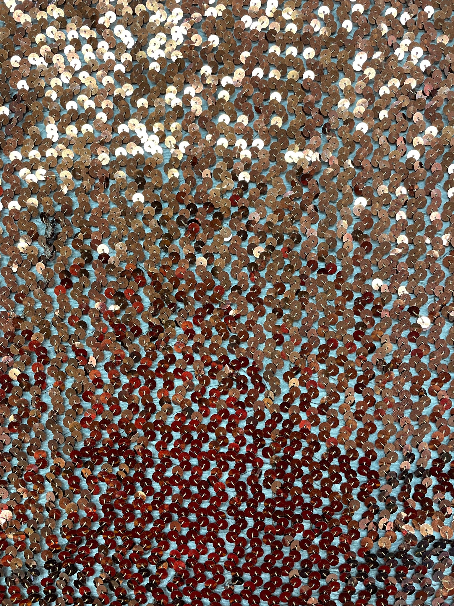 SALE 2 1/2 YD Sequins on Organza - Copper