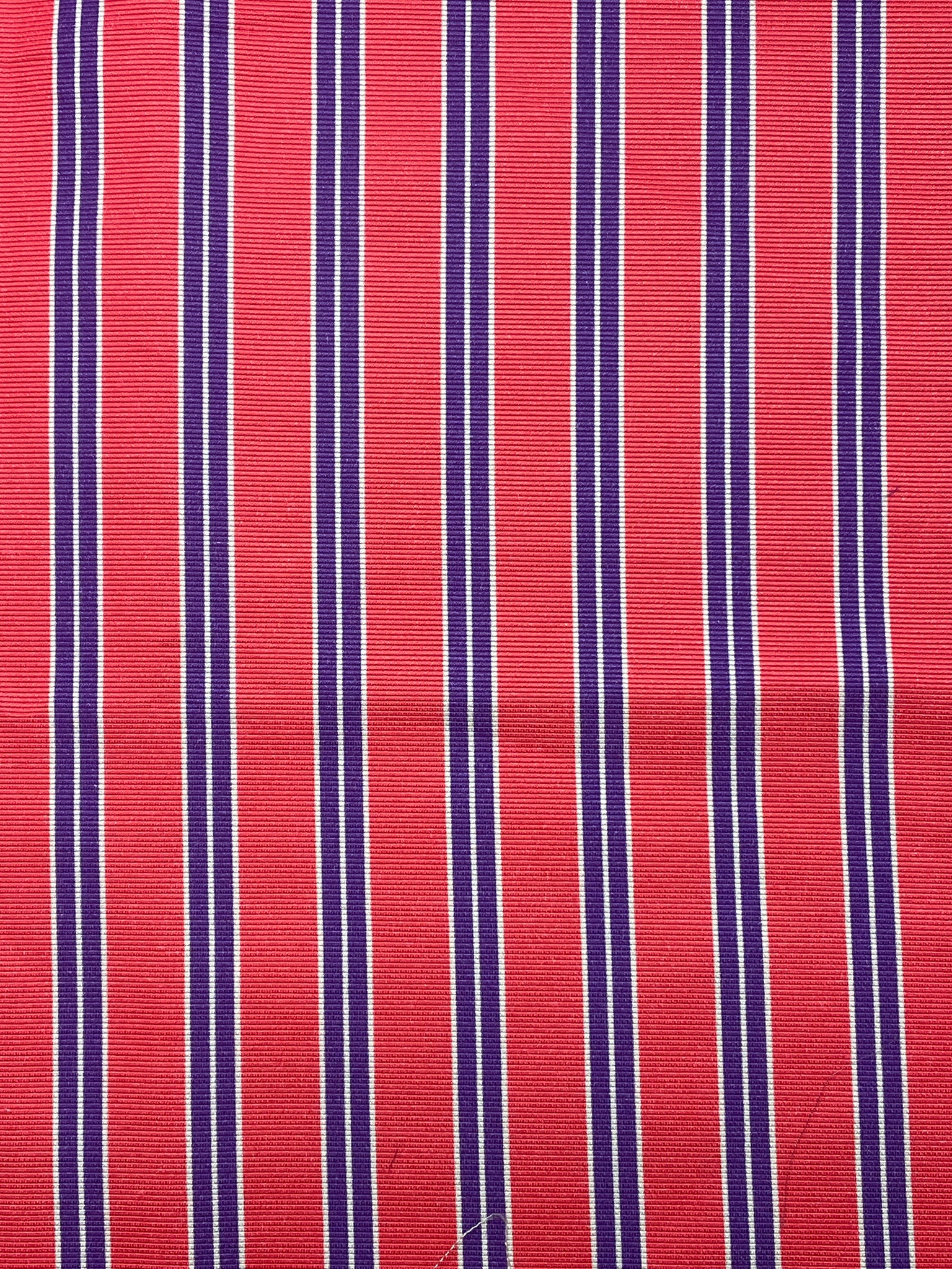 Silk Faille Printed Stripes Remnant - Hot Salmon Pink, Purple and White