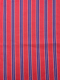 Silk Faille Printed Stripes Remnant - Hot Salmon Pink, Purple and White