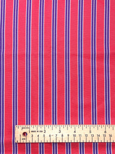 Silk Faille Printed Stripes Remnant - Hot Salmon Pink, Purple and White