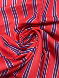 Silk Faille Printed Stripes Remnant - Hot Salmon Pink, Purple and White