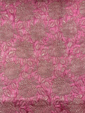 3 1/4 YD Silk Blend Floral Mattelasse Vintage - Hot Pink and Metallic Gold