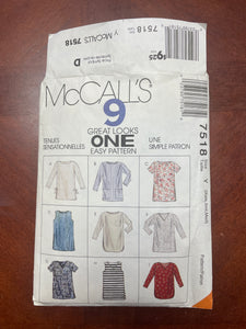 1995 McCall's 7518 Pattern - Tunic Tops