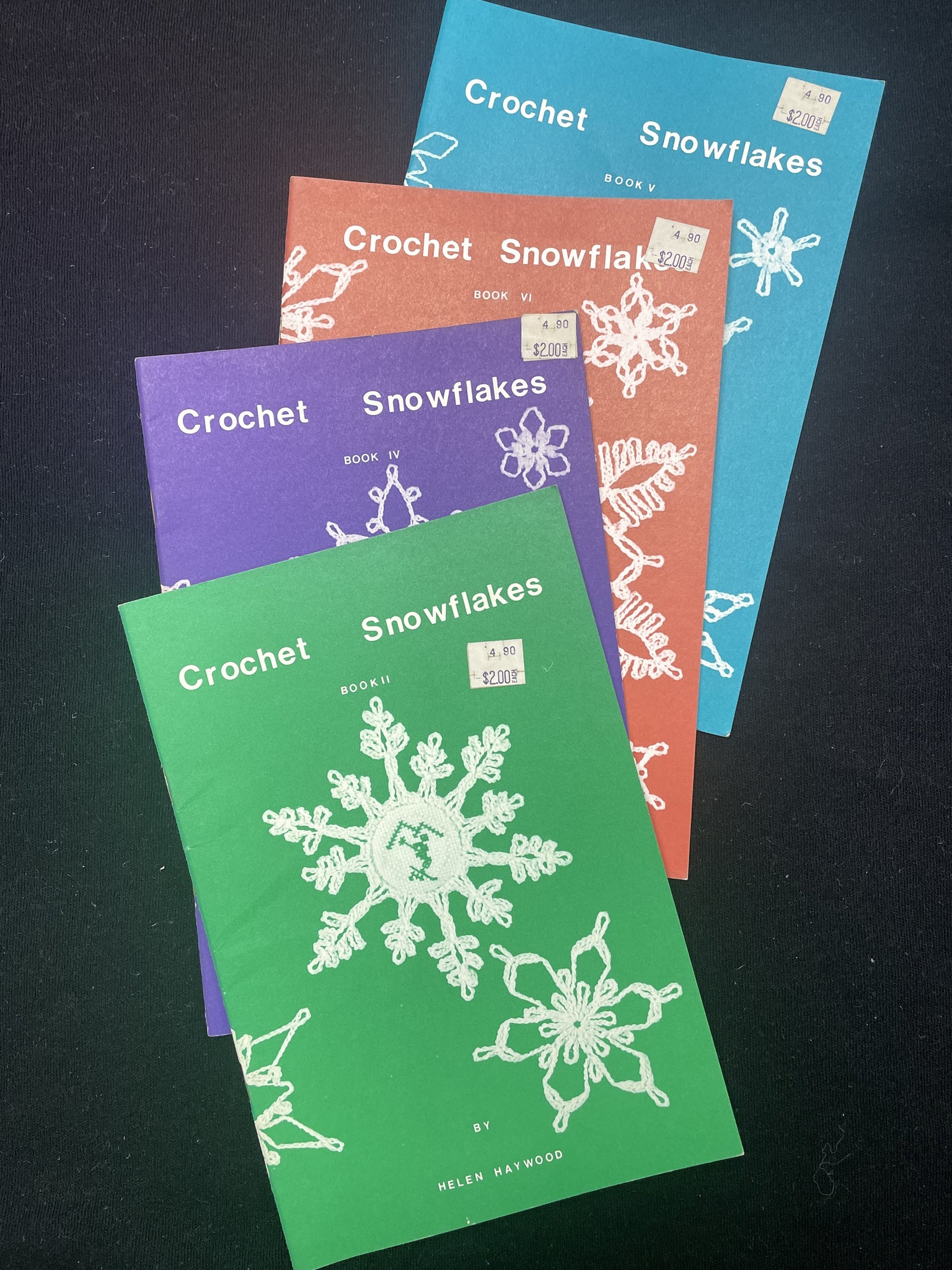 1980's Crochet Snowflakes Book Bundle - Book 2, Book 4, Book5 and Book 6