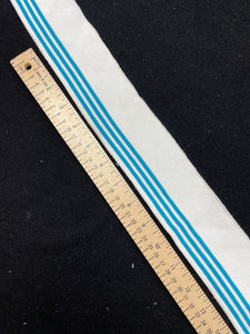 1 1/4 YD Cotton/Poly Rib Knit Trim Vintage - White with Turquoise Stripes