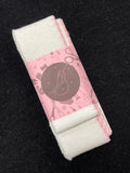 1 3/8 YD Cotton/Poly Rib Knit Trim Vintage - White with Pink Scallops