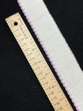 1 1/4 YD Cotton/Poly Rib Knit Trim Vintage - White with Light Purple Scallops