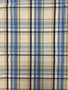 2013 7/8 YD Cotton Yarn-Dyed Plaid Shirting - Blue, Navy Blue, Tangerine, Brown and White