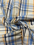 2013 7/8 YD Cotton Yarn-Dyed Plaid Shirting - Blue, Navy Blue, Tangerine, Brown and White