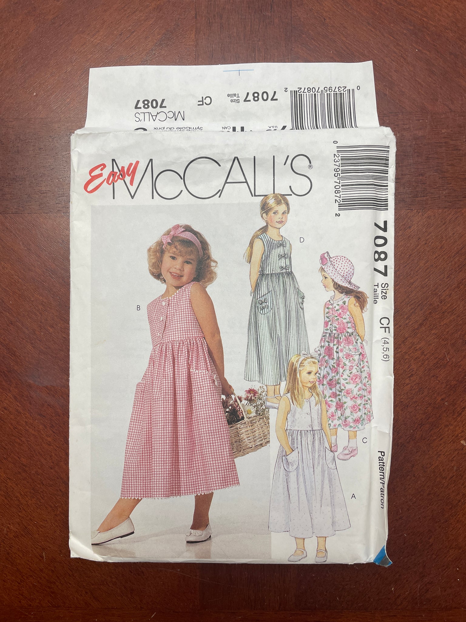 1994 McCall's 7087 Sewing Pattern - Children's Dresses FACTORY FOLDED