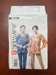 2018 See & Sew 6544 Sewing Pattern - Blouses FACTORY FOLDED